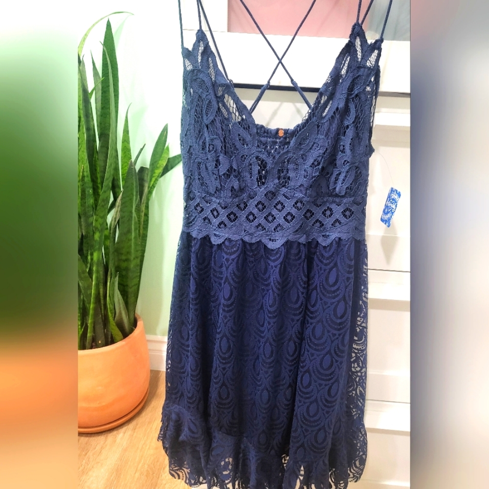 Free People navy blue dress